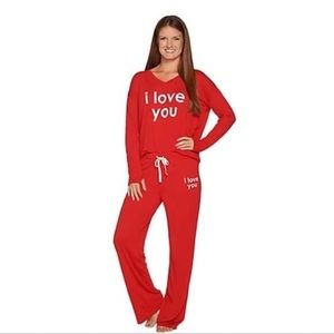 PEACE LOVE WORLD I Love You Pajama Set Size M